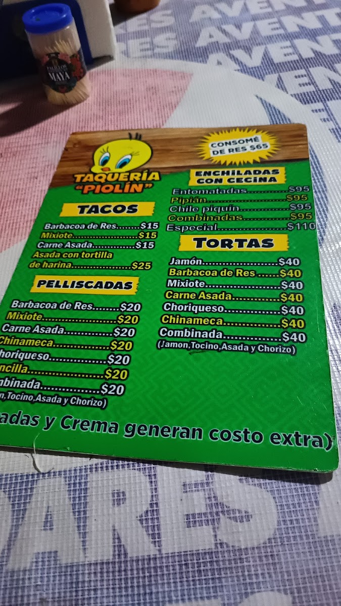 Taqueria El Piolin Menu - Image 1